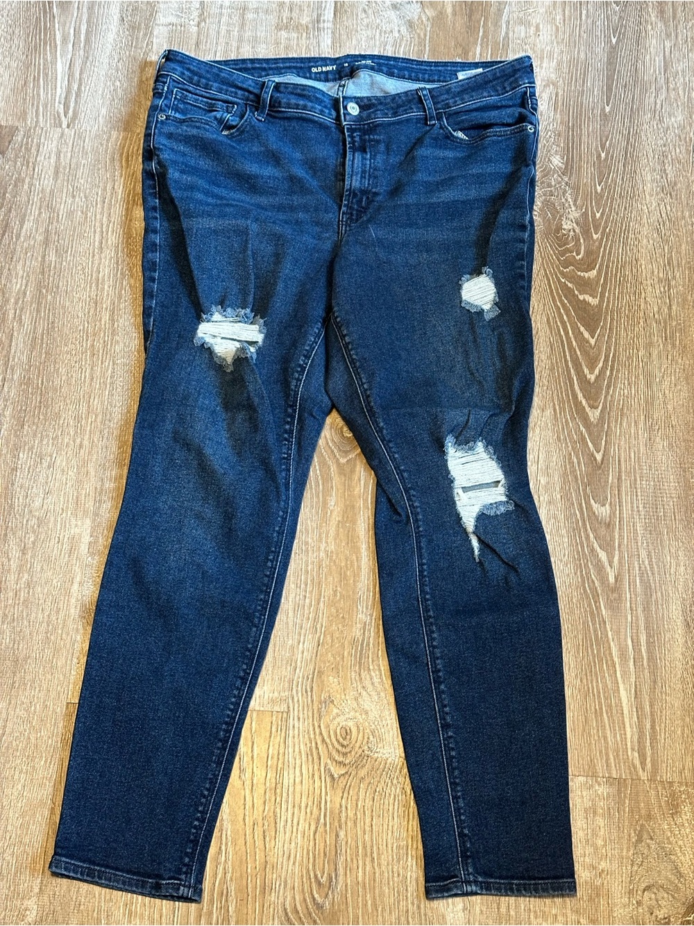 Old Navy Dark Blue Distressed Skinny Jeans